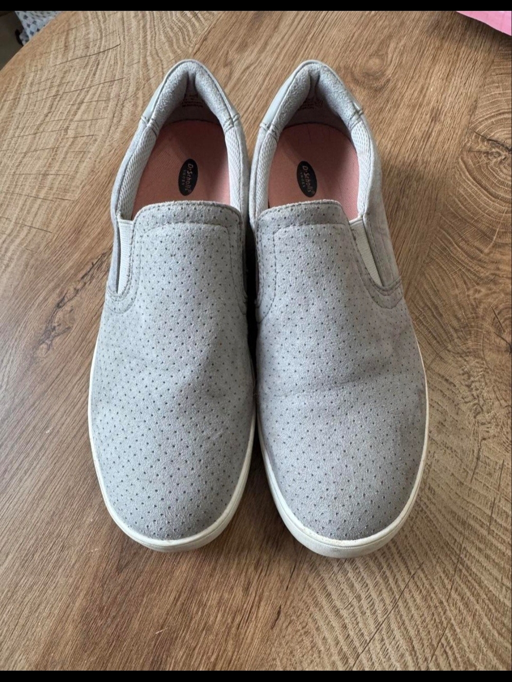 Dr. Scholl's Light Gray Slip-On Shoes with Pink Insole